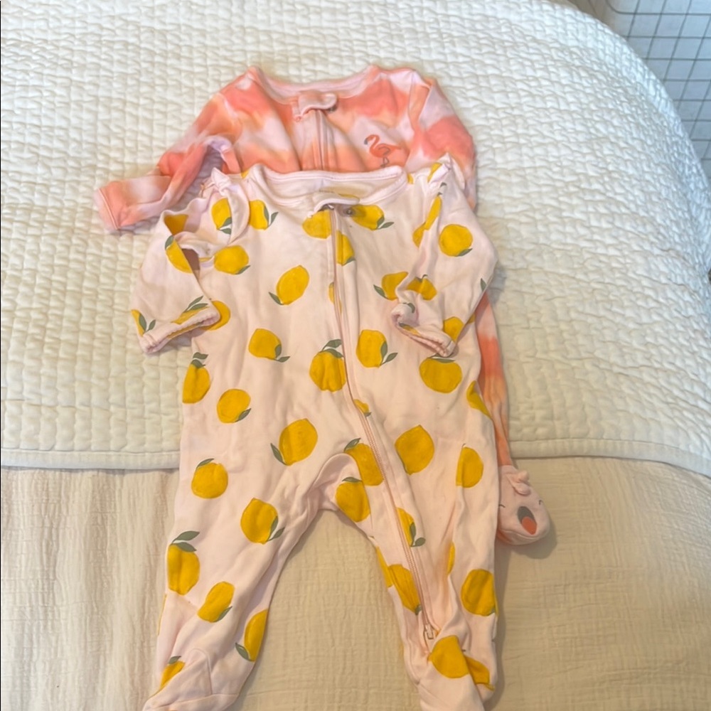Carter's Pink and Yellow Footies Pajamas with Duck Print